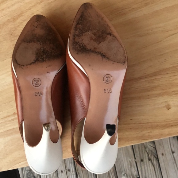 Beautiful Valentino Couture Size 8.5 brown & white sling back pump heels Italy - Picture 12 of 13